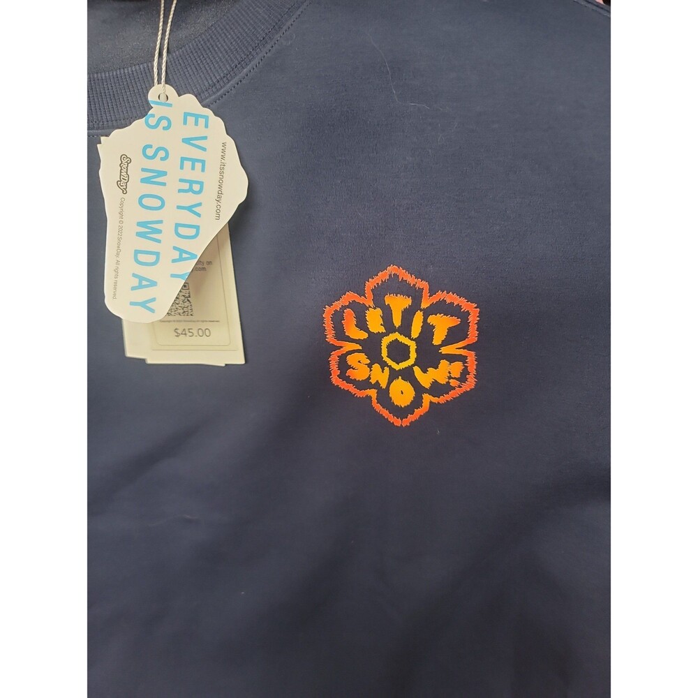 Snowday Navy Blue with classic let it snow logo , large T shirt.